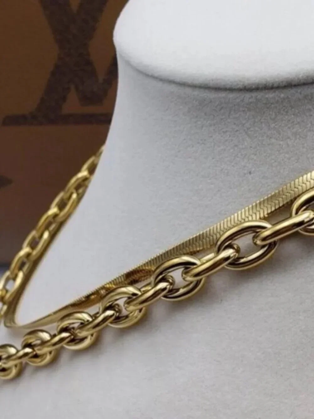 Authentic Louis Vuitton Padlock w/unbranded 18k GoldPlated stainless DoubleChain